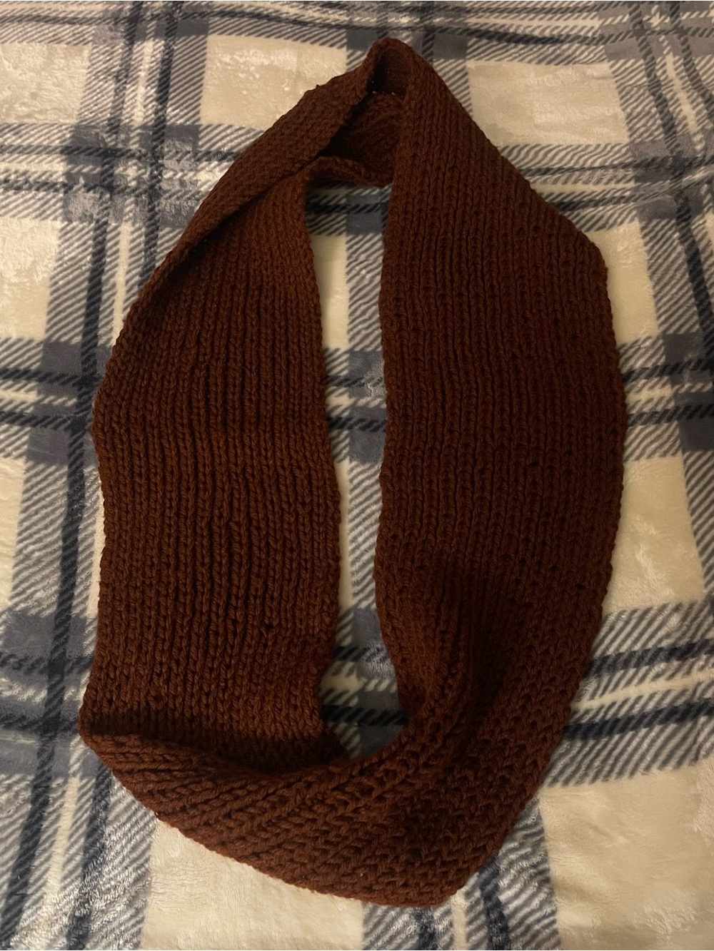 Handmade Cozy Knit Infinity Scarf in Deep Red